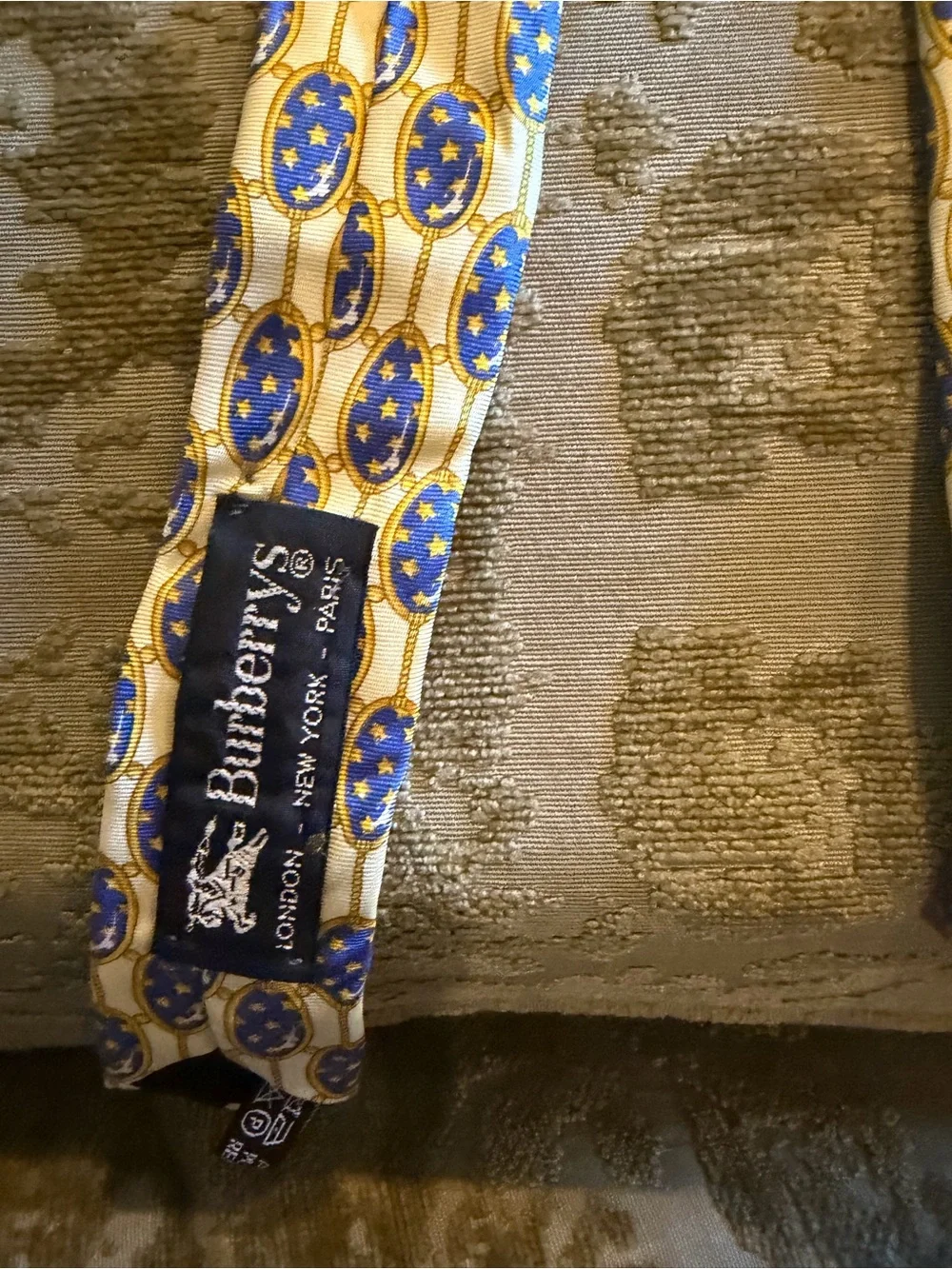 Burberry Yellow and Blue Geometric Silk Tie